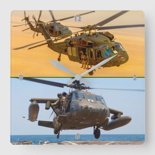 UH-60M BLACK HAWK SQUARE WALL CLOCK (Front)