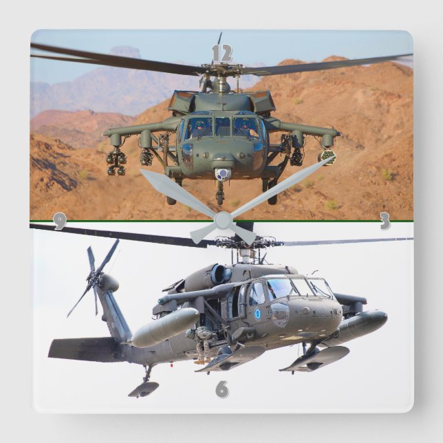 UH-60M BLACK HAWK SQUARE WALL CLOCK (Front)