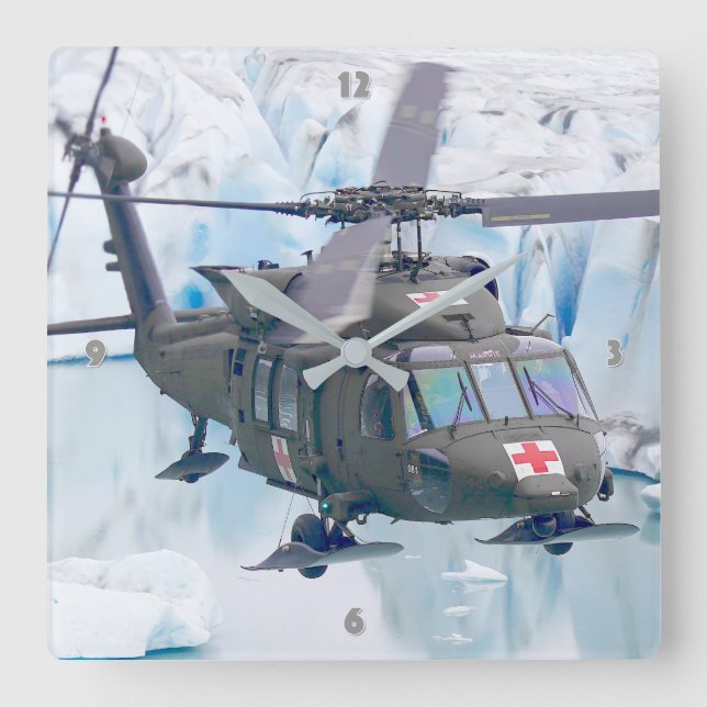UH-60M BLACK HAWK SQUARE WALL CLOCK (Front)