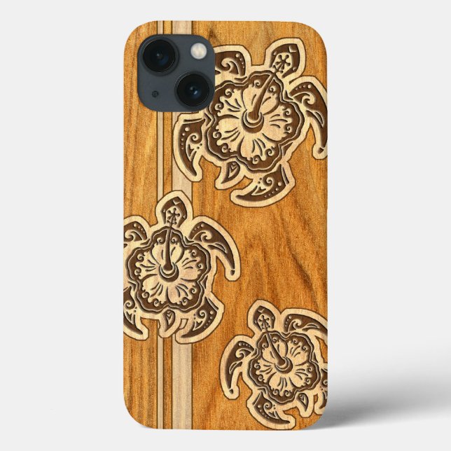 Uhane Honu Faux Wood Hawaiian Turtle iPad Air Case (Back)