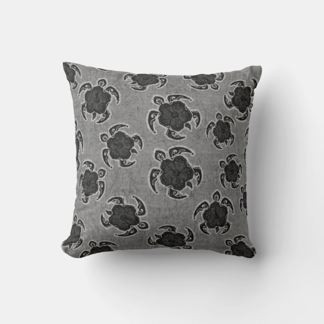 Uhane Honu Hibiscus Batik Hawaiian Turtle Cushion (Front)