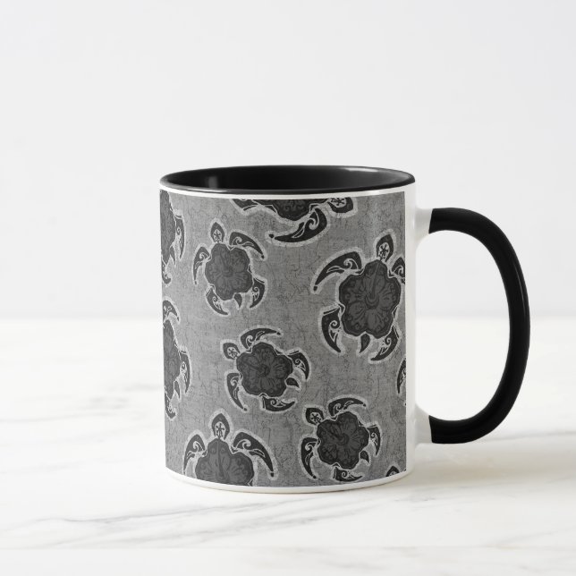 Uhane Honu Hibiscus Batik Hawaiian Turtle Mug (Right)