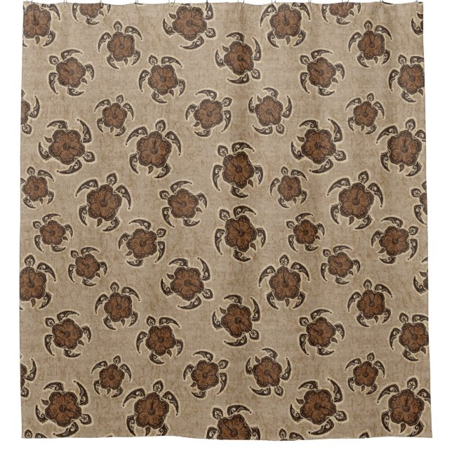Uhane Honu Hibiscus Batik Hawaiian Turtle Shower Curtain (Front)