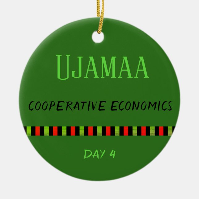 Ujamaa - Kwanzaa Day 4 Green Ceramic Tree Decoration (Front)