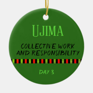 Ujima - Kwanzaa Day 3 Green Ceramic Tree Decoration