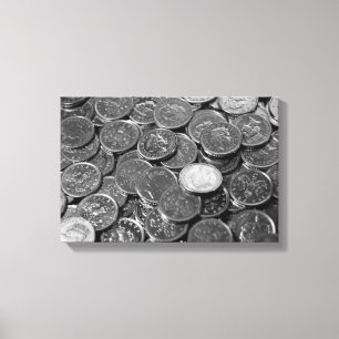 UK 5-pence piece coins Canvas Print