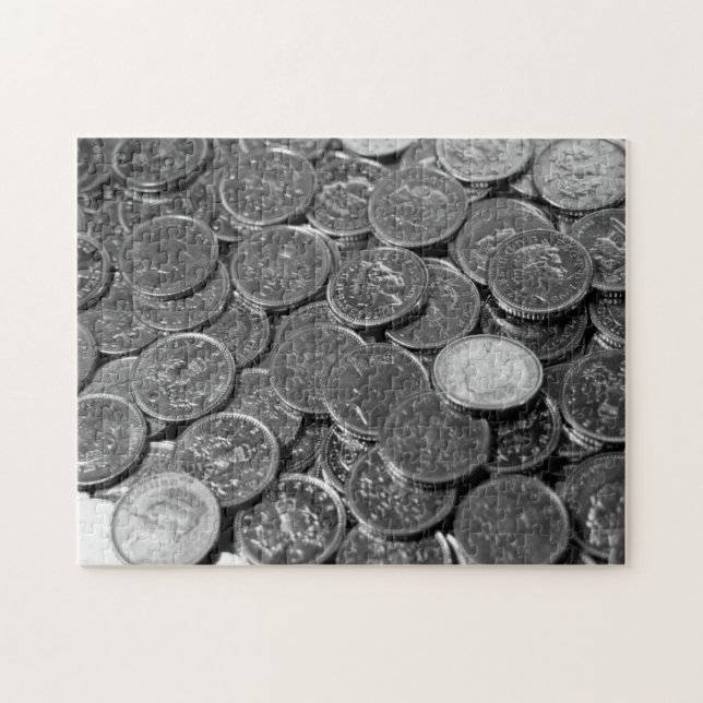 UK 5-pence piece coins Jigsaw Puzzle (Horizontal)