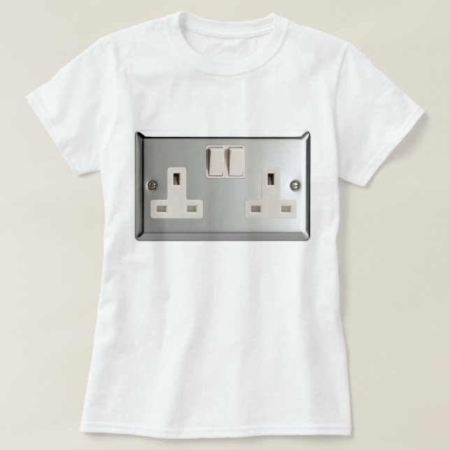 UK AC BS 1363 Plug Socket [British Standard] T-Shirt (Design Front)