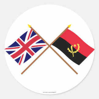 UK and Angola Crossed Flags Classic Round Sticker