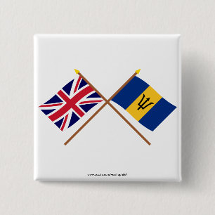 UK and Barbados Crossed Flags 15 Cm Square Badge