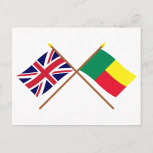 UK and Benin Crossed Flags Postcard