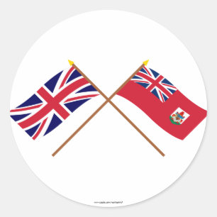 UK and Bermuda Crossed Flags Classic Round Sticker
