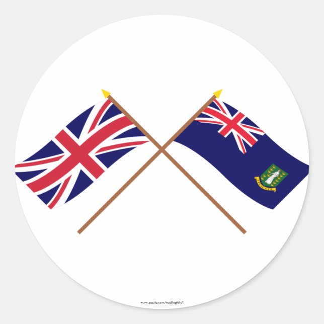 UK and British Virgin Islands Crossed Flags Classic Round Sticker (Front)