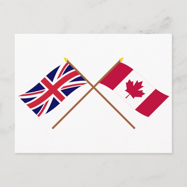 UK and Canada Crossed Flags Postcard (Front)