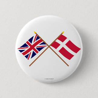 UK and Denmark Crossed Flags 6 Cm Round Badge