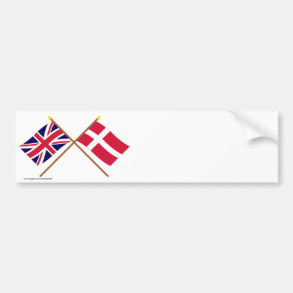 UK and Denmark Crossed Flags Bumper Sticker