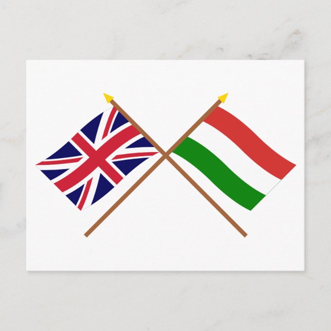 UK and Hungary Crossed Flags Postcard (Front)