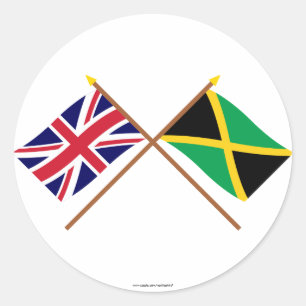 UK and Jamaica Crossed Flags Classic Round Sticker