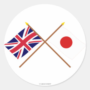 UK and Japan Crossed Flags Classic Round Sticker