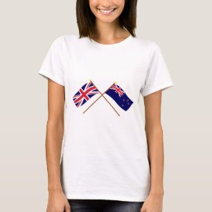 UK and New Zealand Crossed Flags T-Shirt