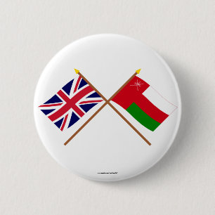 UK and Oman Crossed Flags 6 Cm Round Badge