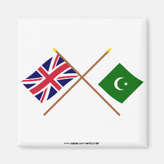 UK and Pakistan Crossed Flags Magnet