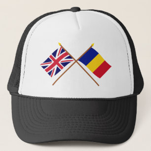 UK and Romania Crossed Flags Trucker Hat