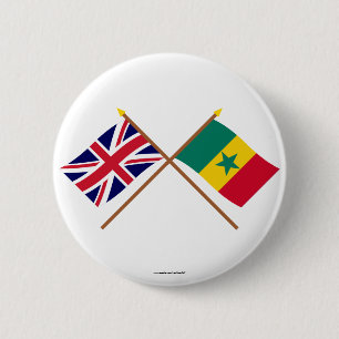 UK and Senegal Crossed Flags 6 Cm Round Badge