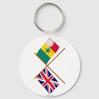 UK and Senegal Crossed Flags Key Ring