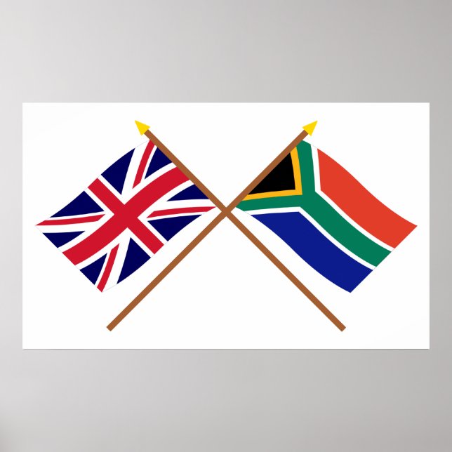 UK and South Africa Crossed Flags Poster (Front)