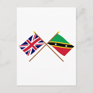 UK and St Kitts & Nevis Crossed Flags Postcard