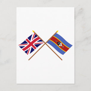 UK and Swaziland Crossed Flags Postcard