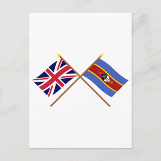 UK and Swaziland Crossed Flags Postcard