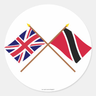 UK and Trinidad & Tobago Crossed Flags Classic Round Sticker