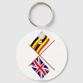 UK and Uganda Crossed Flags Key Ring