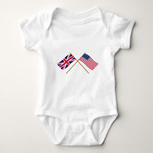 UK and United States Crossed Flags Baby Bodysuit