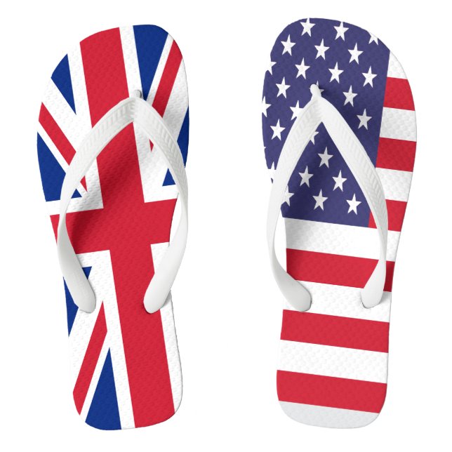 UK and USA Together Flags Jandals (Footbed)