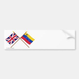 UK and Venezuela Crossed Flags Bumper Sticker
