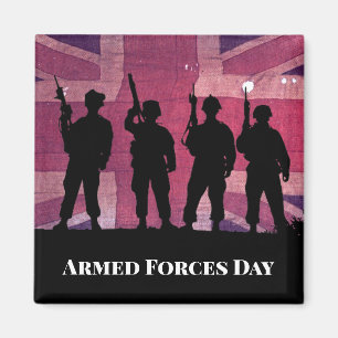 UK Armed Forces Day Union Flag with Soldiers Magnet