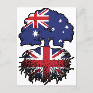 UK British Australian Australia Tree Roots Flag Postcard