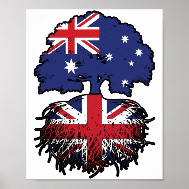 UK British Australian Australia Tree Roots Flag Poster (Front)
