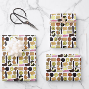 UK British Biscuits Shortbread Rich Tea Digestives Wrapping Paper Sheet