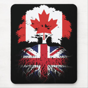 UK British Canadian Canada Tree Roots Flag Mouse Pad