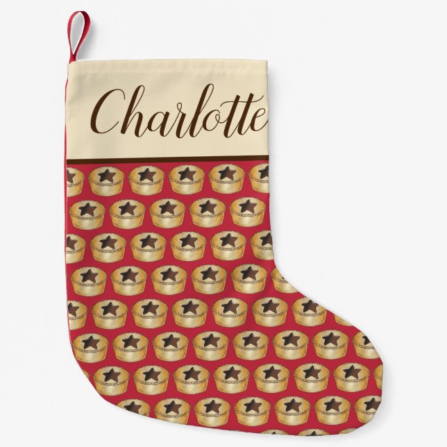 UK British Food Fruit Mince Pie Happy Christmas Small Christmas Stocking (Front)