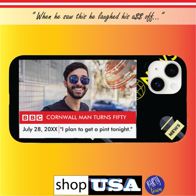 UK British Funny 50th Birthday Fake News Case-Mate iPhone Case (funny gift)