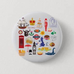  UK British Symbols 6 Cm Round Badge