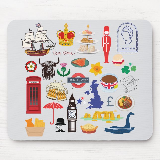 UK British Symbols Mouse Pad (Front)
