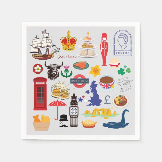 UK British Symbols Napkin (Front)