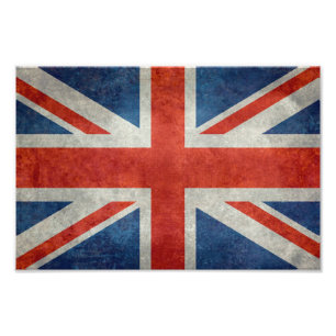 UK British Union Jack flag retro style photo print