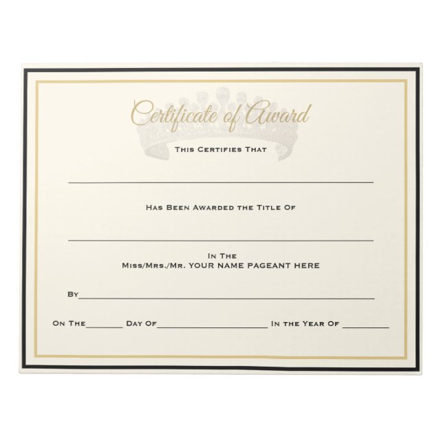 UK Crown Certificates-Award Notepad (Front)